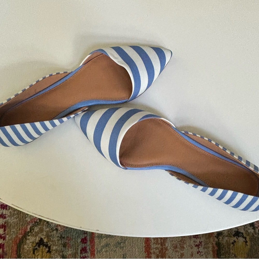 J. Crew Blue and White Striped Loafers